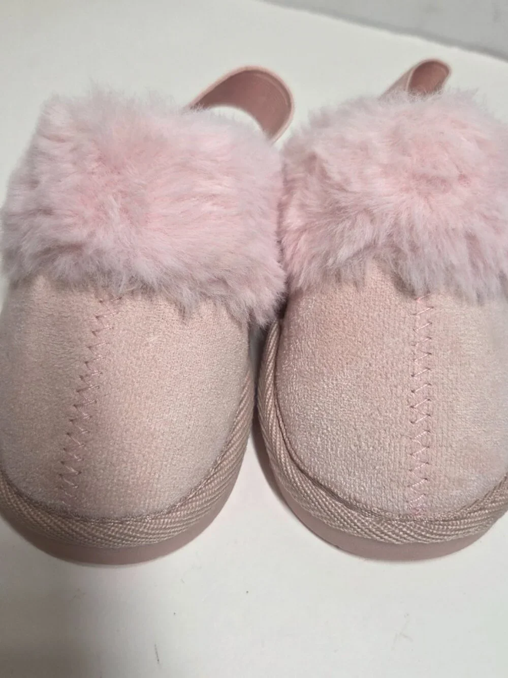 BearPaw Baby Toddler size 4 PINK suede and fur slip on shoes strap Girls